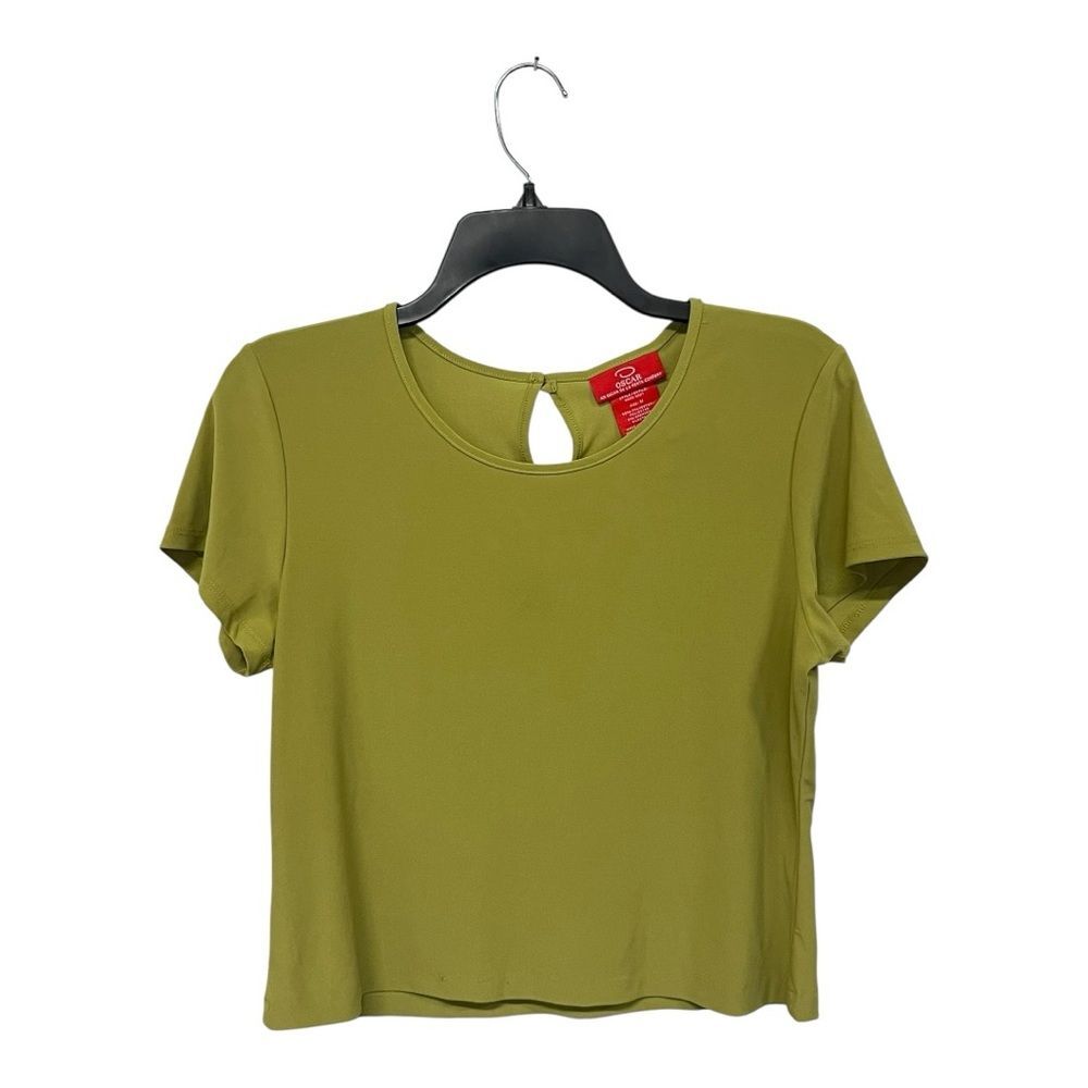 Oscar De La Renta | 3227 Green Short Crop Keyhole Button‎ Shirt M